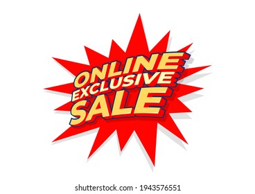 Online exclusive sale tag, poster design template, discount isolated sticker, vector.