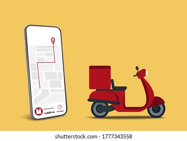Online express delivery service. ordering by smart phone. package tracking. logistic status. transportation concept vector illustration