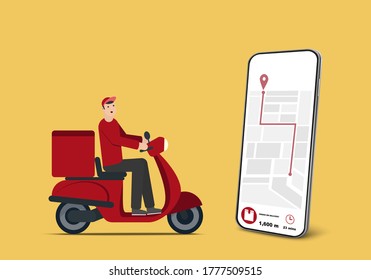 Online express delivery service. ordering by smart phone. package tracking. logistic status. transportation concept vector illustration