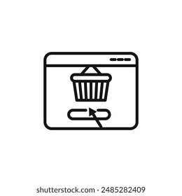 Online fabric shop line icon logo sign vector outline