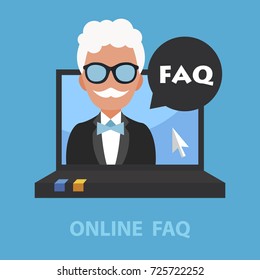 Online faq flat concept. Vector illustration. Element template for design.