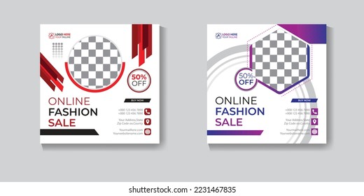 online Fashion sale template eps for social media post