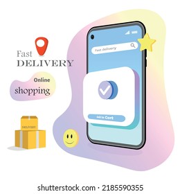 Online fast delivery. Online store, delivery application. Ordering groceries at home