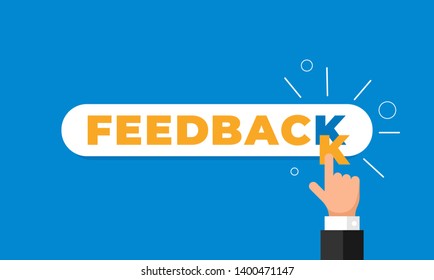 Online feedback and customer review concept flat style. Businessman hand finger pointing letter K in word like rating. Vector illustration. EPS10