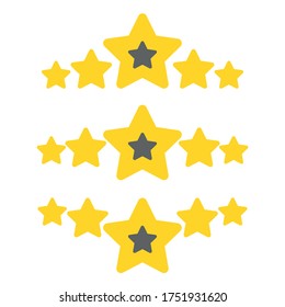 Online feedback reputation quality customer review concept flat style. Ratings Stars icon set. Five stars customer product rating review. 