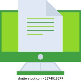 Online file business management icon with green outline style. file, business, computer, symbol, technology, information, internet. Vector Illustration