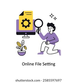 Online File Setting Concept vector illustration.  isolated on white Background.