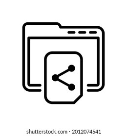 Icono de recurso compartido de archivos en línea, gráficos del vector de línea