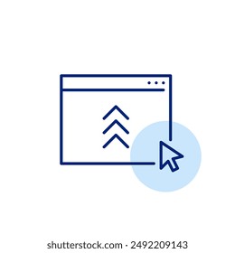 Online file share. Website data transfer. Web content distribution, file upload. Pixel perfect, editable stroke icon