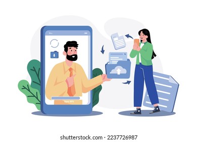 Online File Sharing Illustration concept. A flat illustration isolated on white background