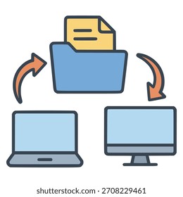 Transferencia de archivos en línea Diseño de Plantilla de Ilustración vectorial de color plano