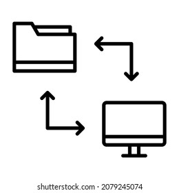 Imagen vectorial del icono Transferencia de archivos en línea. También se puede usar para aplicaciones web, aplicaciones móviles y medios impresos.
