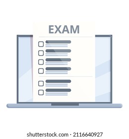 Online Final Exam Icon Cartoon Vector. Internet Education. Student Book