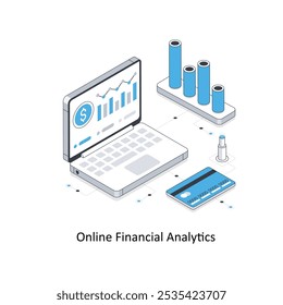 Online Financial Analytics isometric stock illustration. EPS File stock illustration