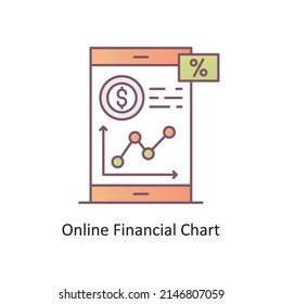Online Financial Chart vector Outline Icon Design illustration. Mobile Marketing Symbol on White background EPS 10
