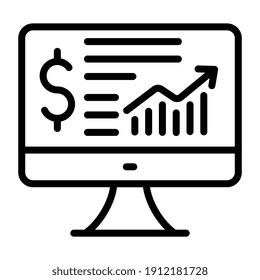 Online-Finanzdatenanalysesymbol, lineares Design