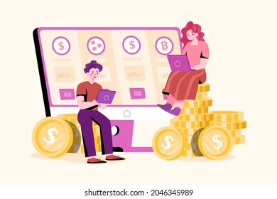 Online Financial Management Illustration concept. Flat illustration isolated on white background.