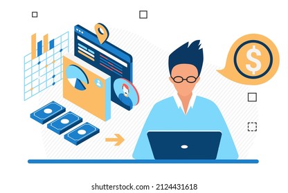 Online financial personal bank account history transaction. Managing web banking profile deposit service