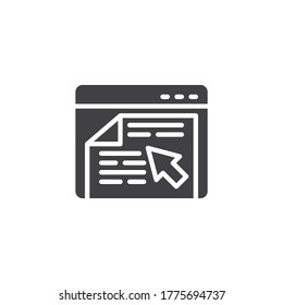 Online-Finanzbericht Vektorsymbol. volles Flachzeichen für mobiles Konzept und Webdesign. Webseite mit Symbol für die Dokumentdatei. Symbol, Logo-Abbildung. Vektorgrafik