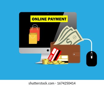 Online financial vector illustration for various related tasks