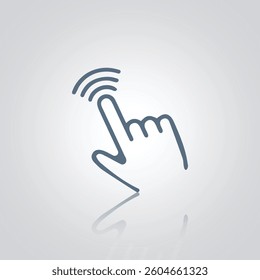 Online finger cursor icons, mouse icons, and actions with a silver background