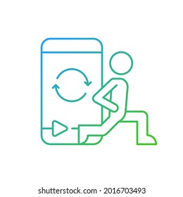 Online fitness circuit training gradient linear vector icon. Whole body exercises. Cardiovascular improvement. Thin line color symbols. Modern style pictogram. Vector isolated outline drawing