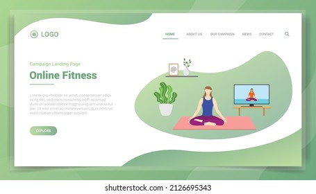online fitness concept for website template landing homepage
