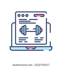 Online Fitness Learning Fill Color Icon, Vector illustration