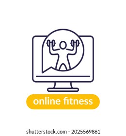 online fitness training line icon