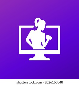 Online Fitness Training Vector Icon