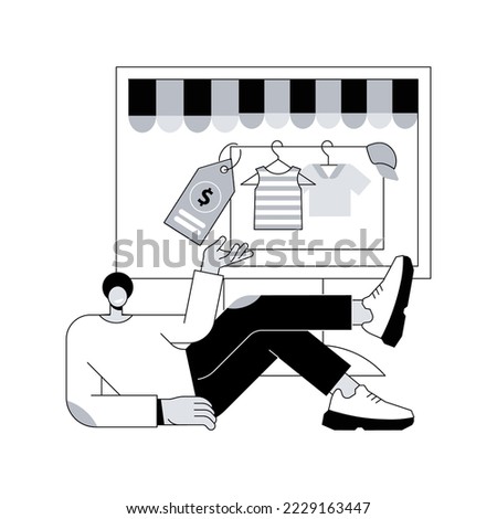 Online flea market abstract concept vector illustration. Online vintage marketplace, digital flea auction, used good ecommerce platform, second hand trade, antique internet shop abstract metaphor.