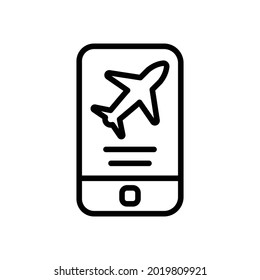 Online flight booking icon, Line Vector graphics