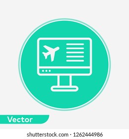 Online flight booking vector icon sign symbol