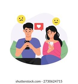 Online Flirting Vector Flat Illustration EPS 10 File