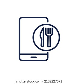 online food 2 line food delivery icon design vector image