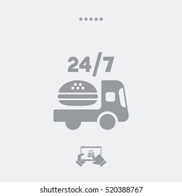 Online food delivery 24/7 - Vector web icon