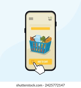 Online Food Delivery. Bag icon with food. Vector flat illustration