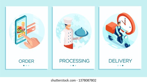 Online food delivery concept. Vector concept for mobile app templates