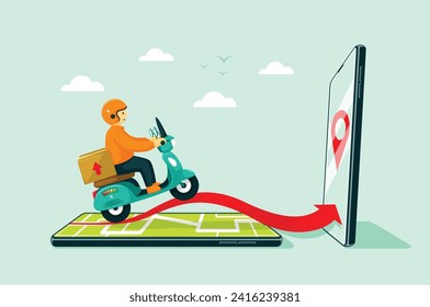 An online food delivery person who is working to deliver food to his customers using a motorbike