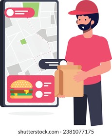 Online Food Deliverying concept with people
