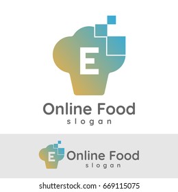 online food initial Letter E Logo design