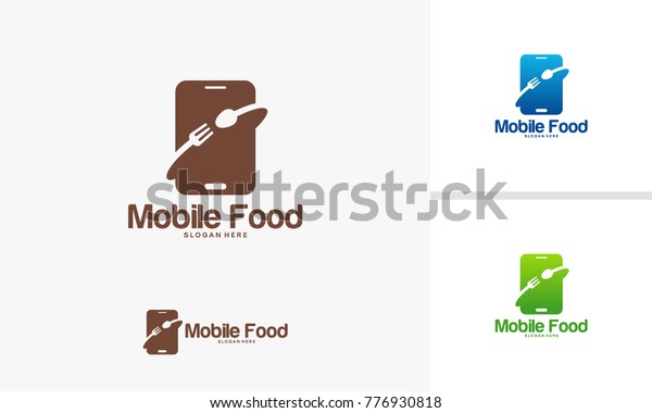 Online Food Logo Designs Vector Mobile Stock Vector Royalty Free