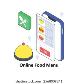 Online Food Menu isometric Colored illustration. EPS File stock illustration