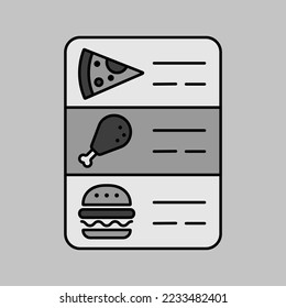 Online food menu vector grayscale icon. Delivery sign. Graph symbol for cooking web site and apps design, logo, app, UI
