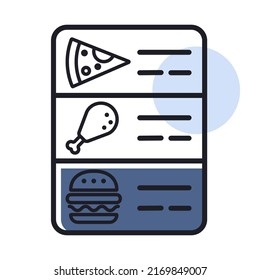 Online food menu vector isolated icon. Delivery sign. Graph symbol for cooking web site and apps design, logo, app, UI