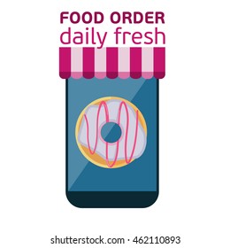 Online food order app  choosing donut menu flat design