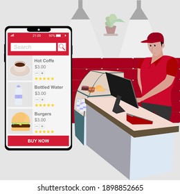 online food order. Contactless Dining. pay for food without going to the cashier concept vektor