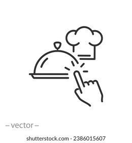 online food order icon, click eat, delivery for chef menu, thin line symbol - editable stroke vector illustration