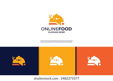 Online food order logo design with pixel tech