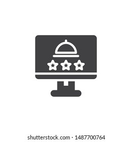 Online food order rating vector icon. filled flat sign for mobile concept and web design. Food delivery service rate glyph icon. Symbol, logo illustration. Vector graphics